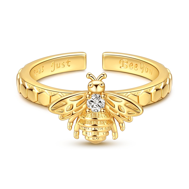 Women's 925 Sterling Silver Elegant Bee Open Ring